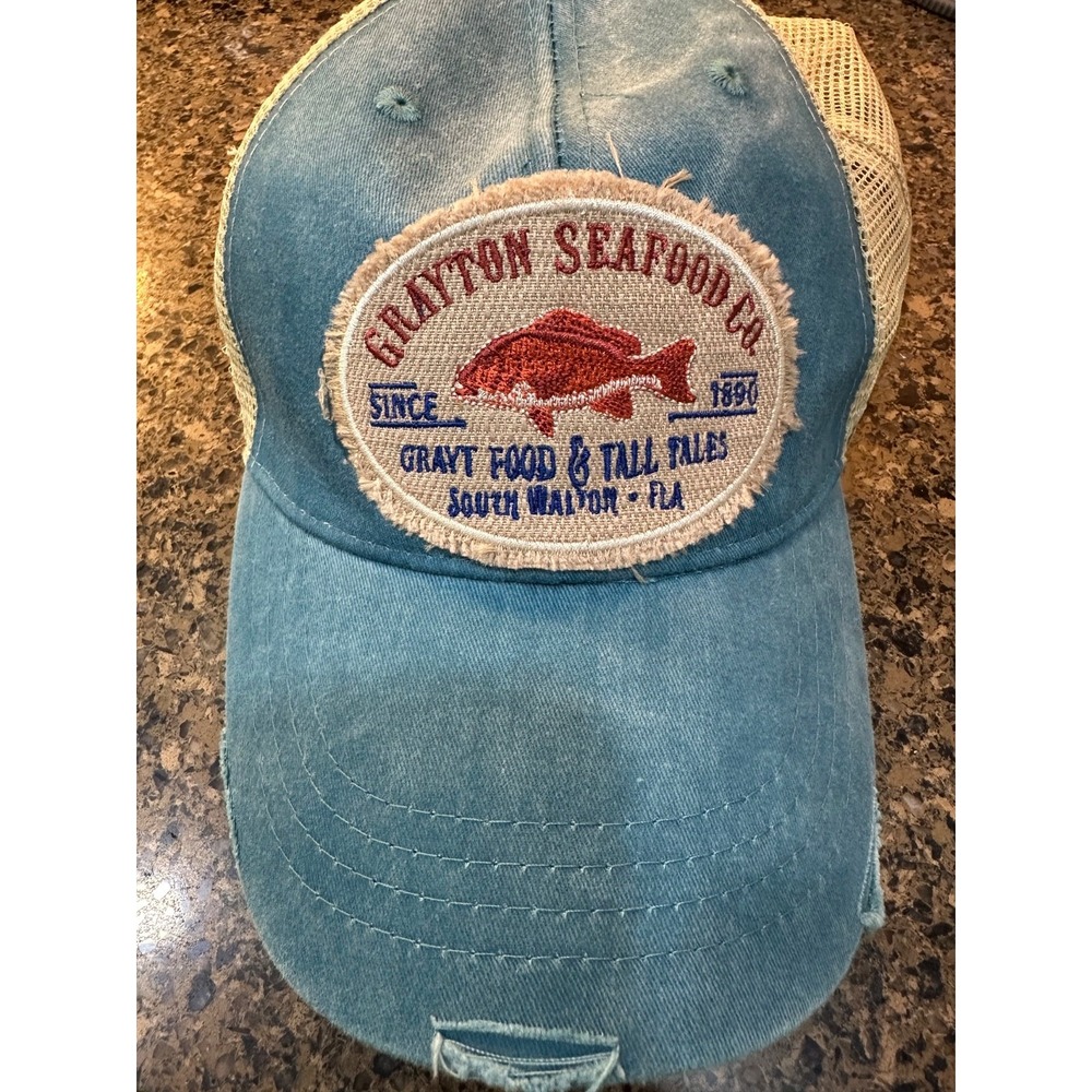 geayton seafood co south walton‎ florida teal ball cap adjustable